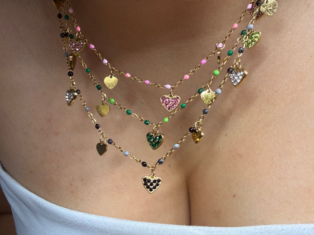 Collier Agatha Cœurs Noirs & Perles
