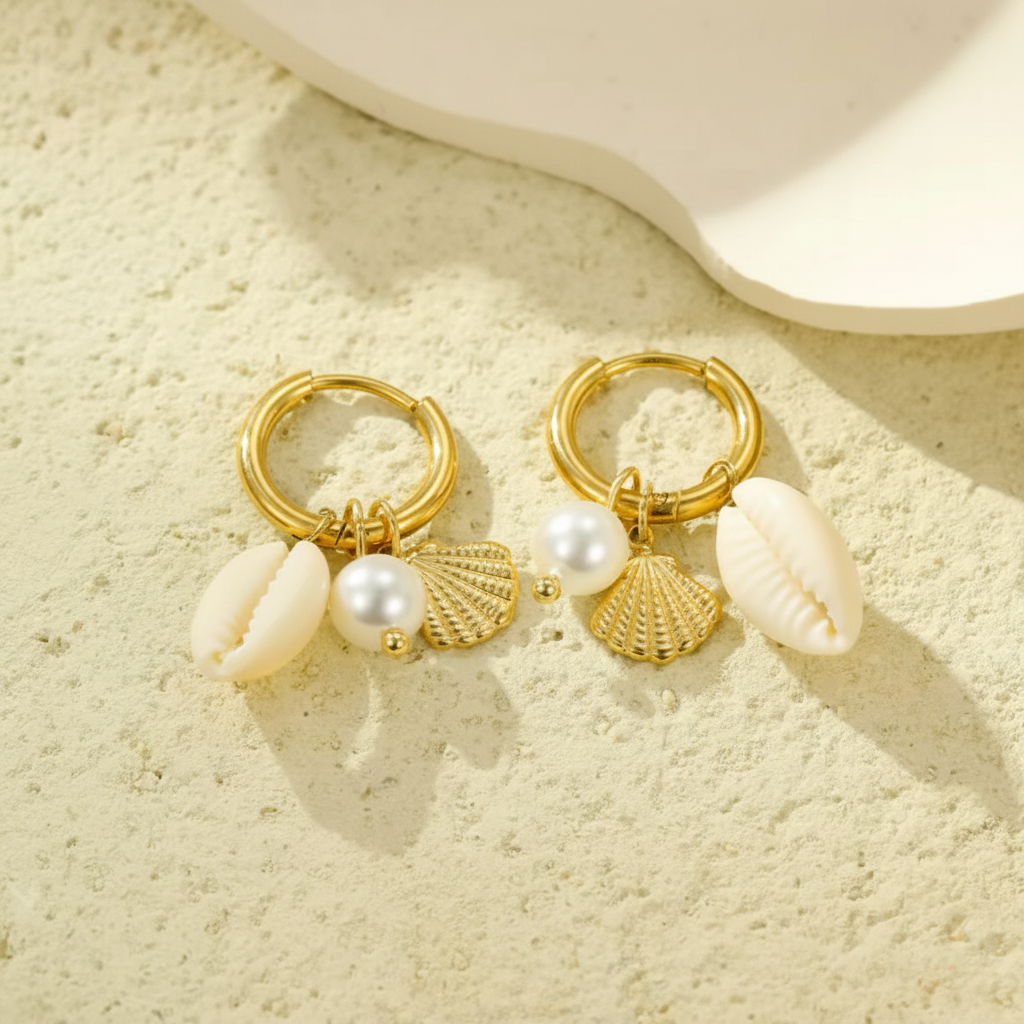Boucles coquillages perle
