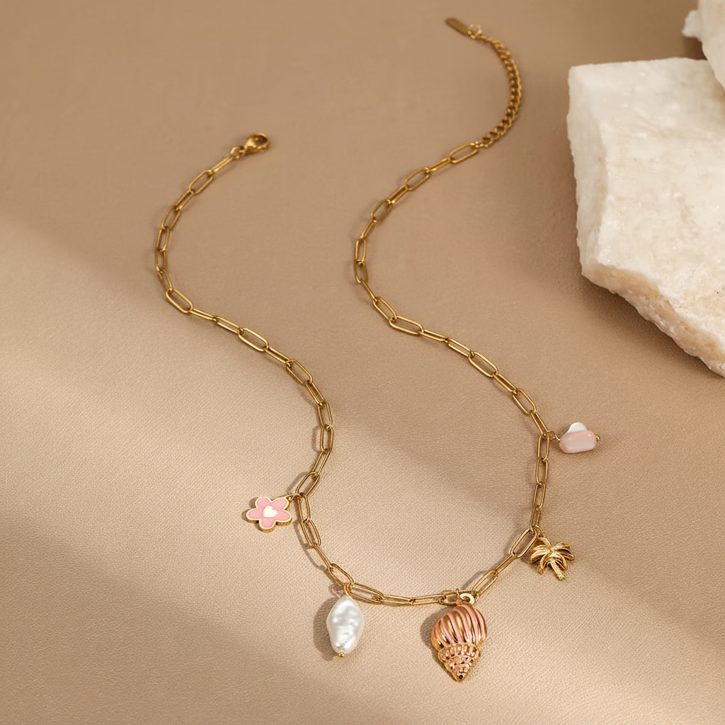 Collier rose tropical