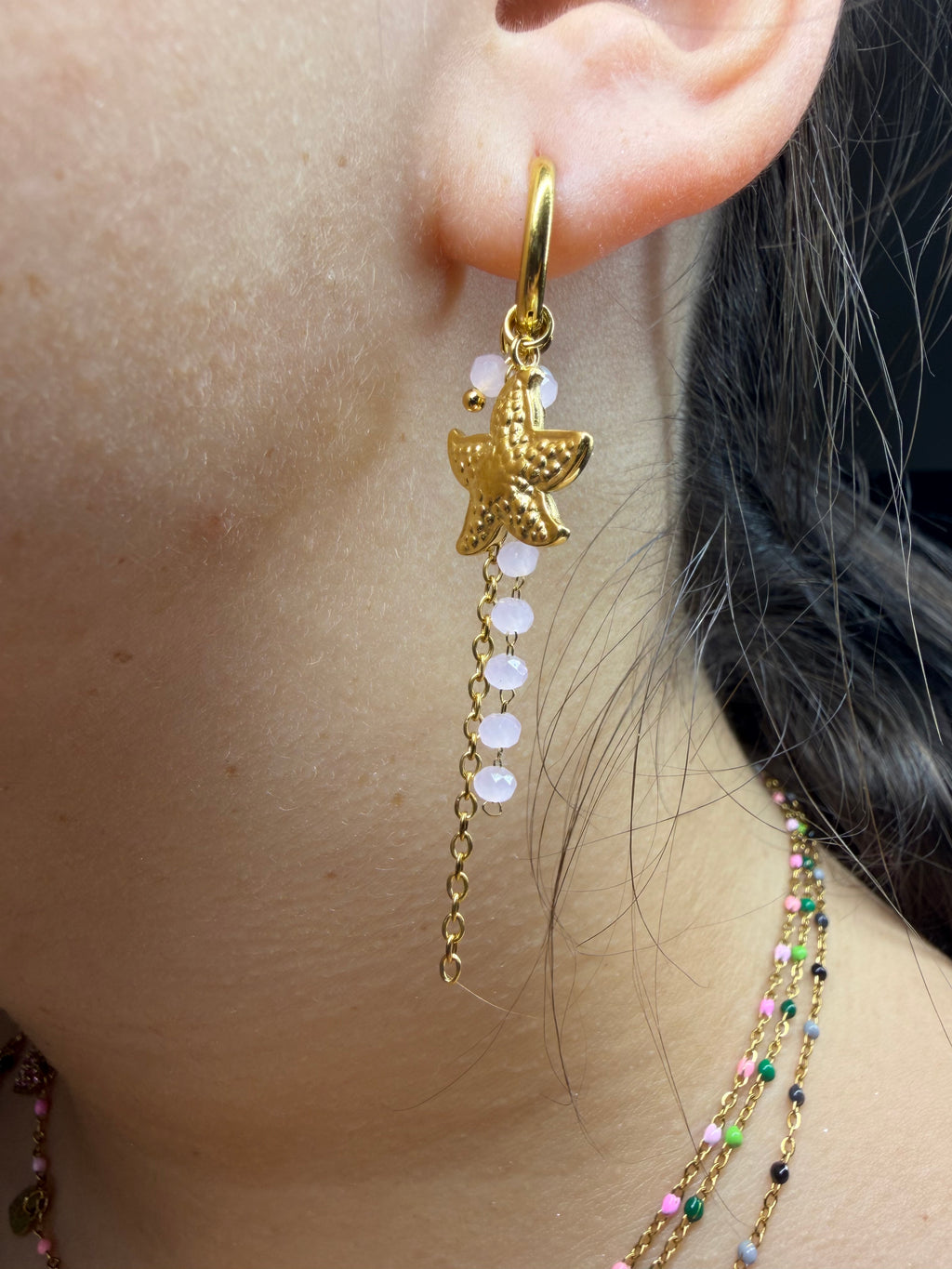 Boucles d'Oreilles Étoile de Mer & Chaîne